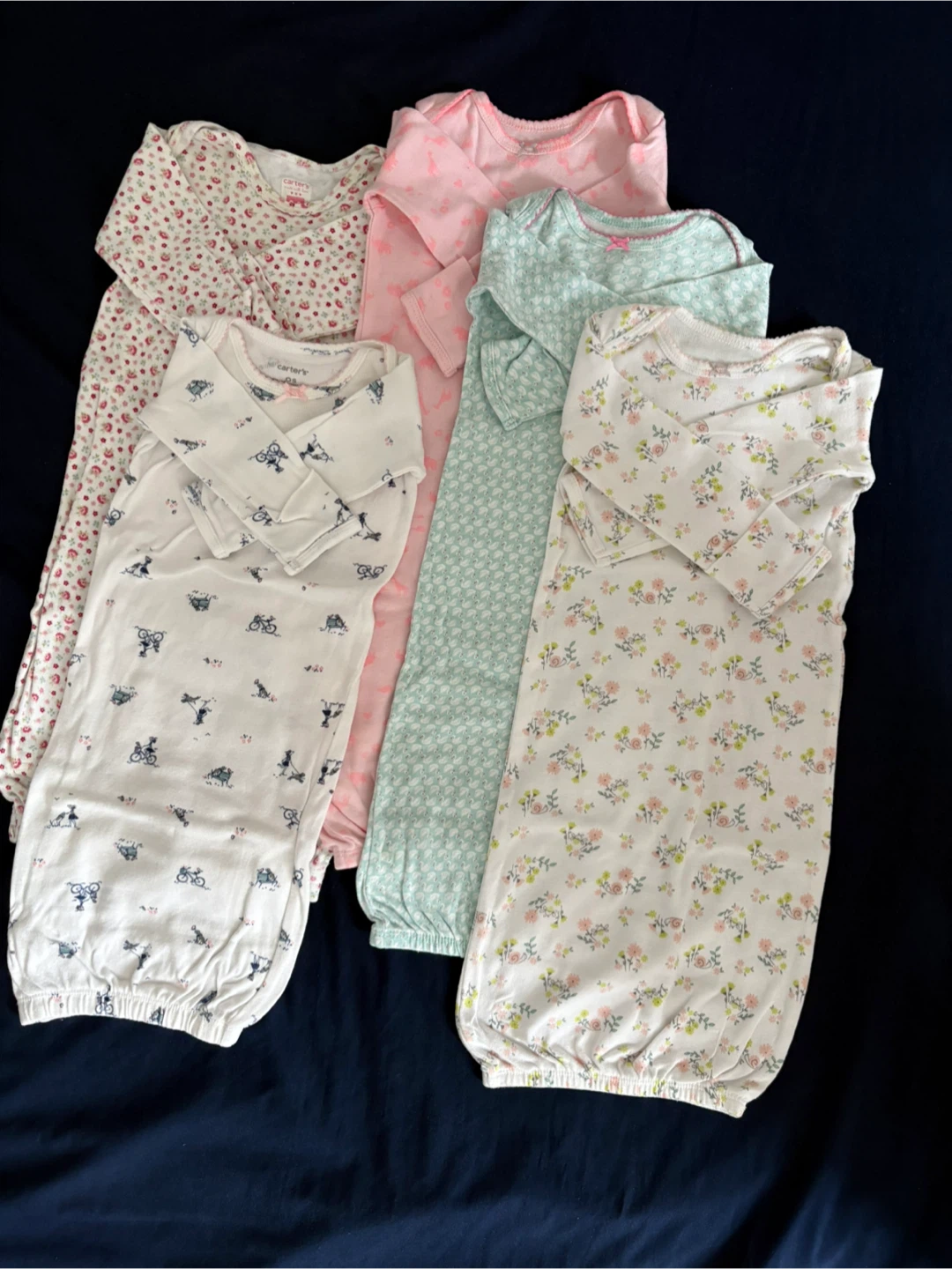 Baby Girl 5-Pack Sleeper Gowns Carters - Newborn-3m