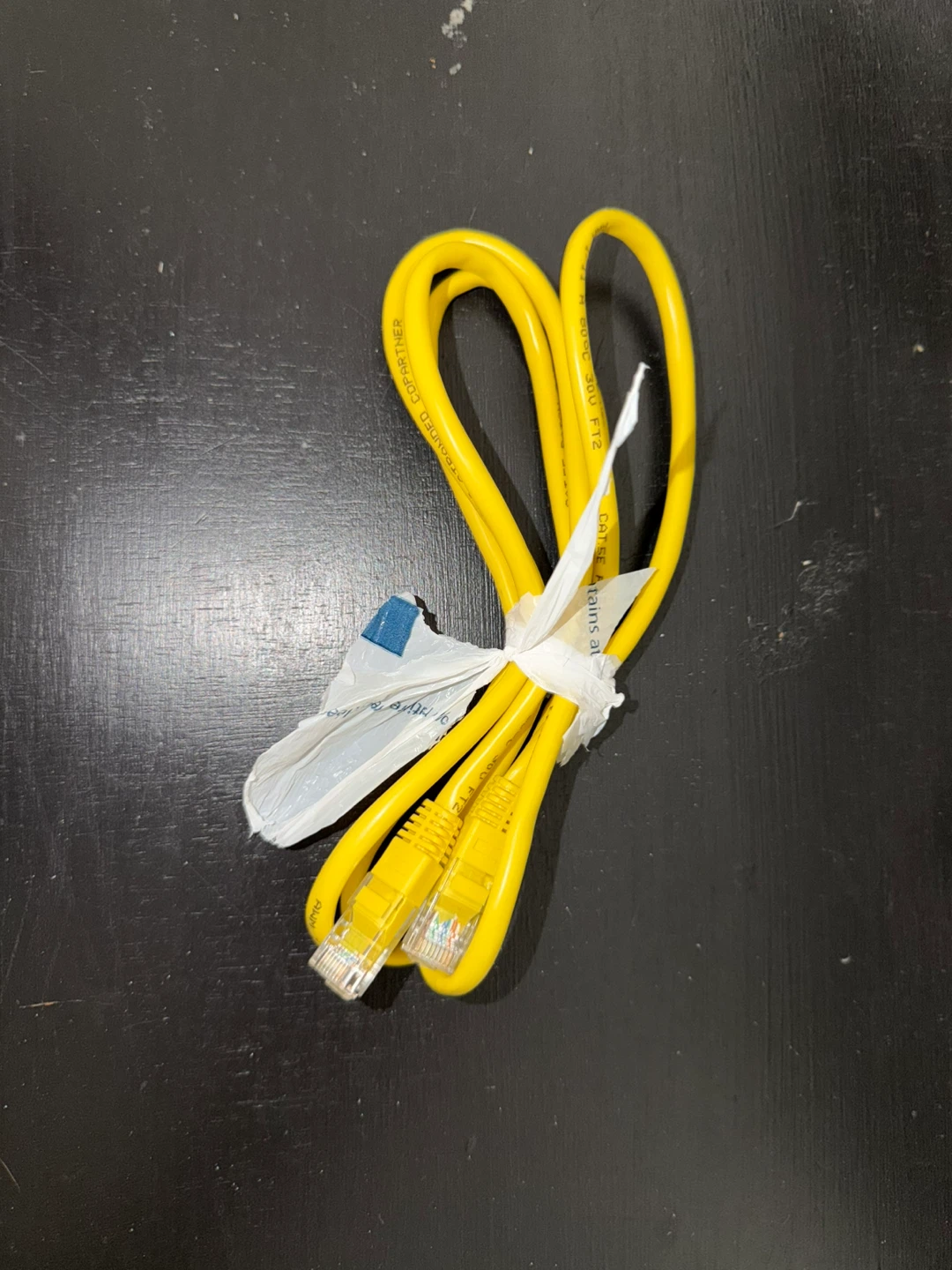Short Yellow Ethernet Cable (Cat5e/Cat6) – ~3 ft