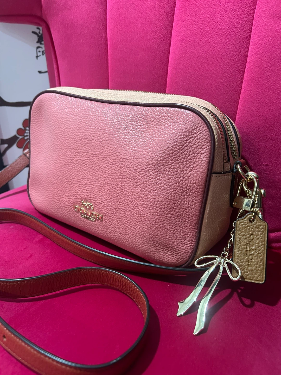 Coach Two-Tone Pink and Tan Crossbody Bag - photo 2