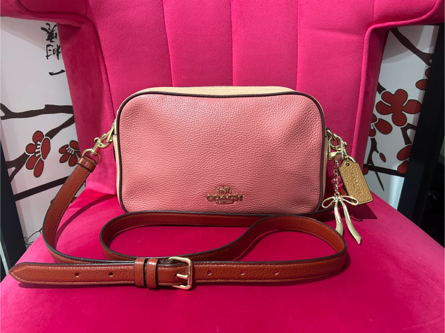 Coach Two-Tone Pink and Tan Crossbody Bag