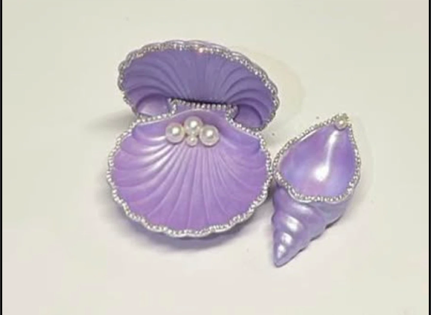 handmade purple seashell trinket set |jewelry holder  decor