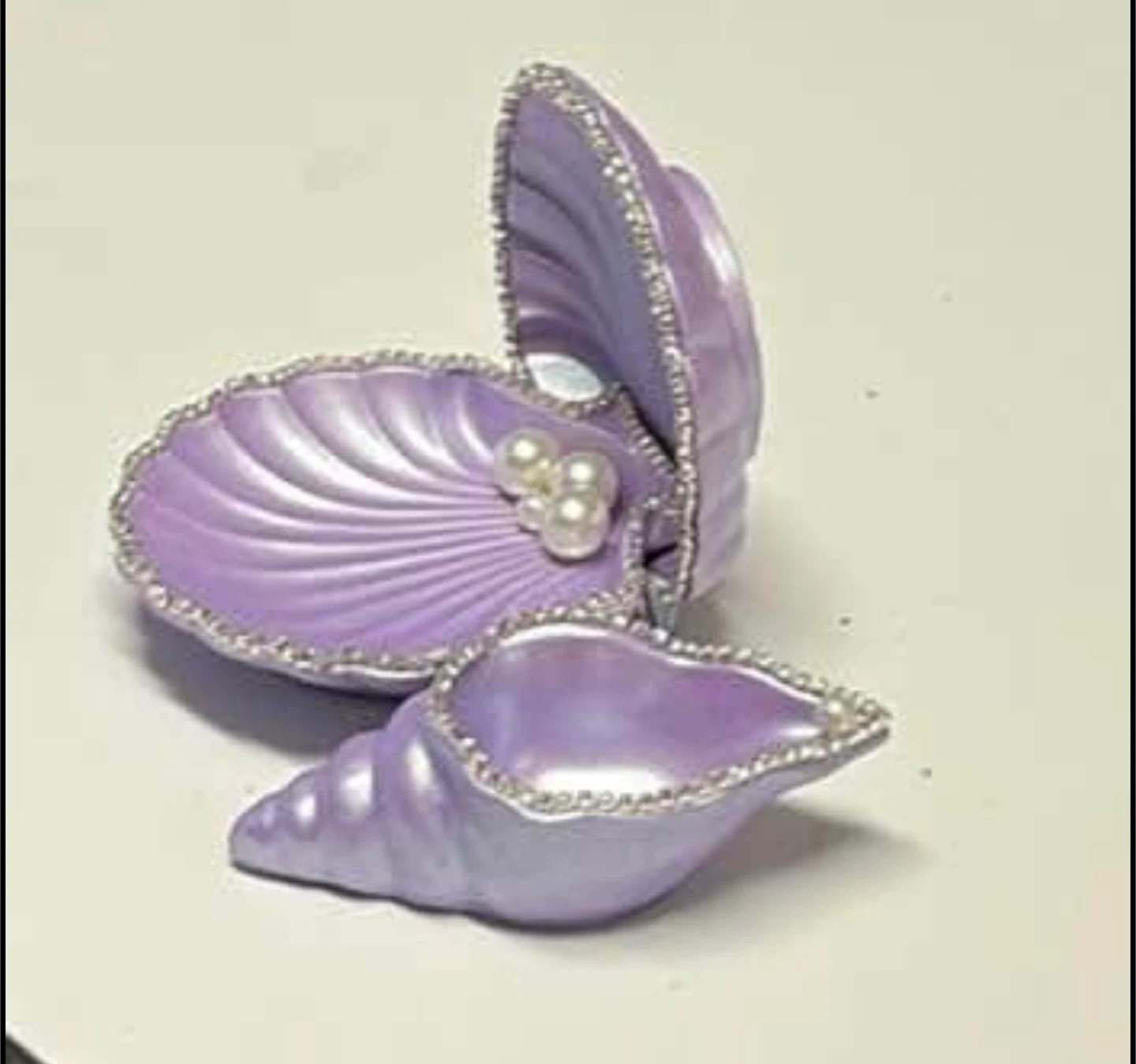 handmade purple seashell trinket set |jewelry holder  decor - photo 2