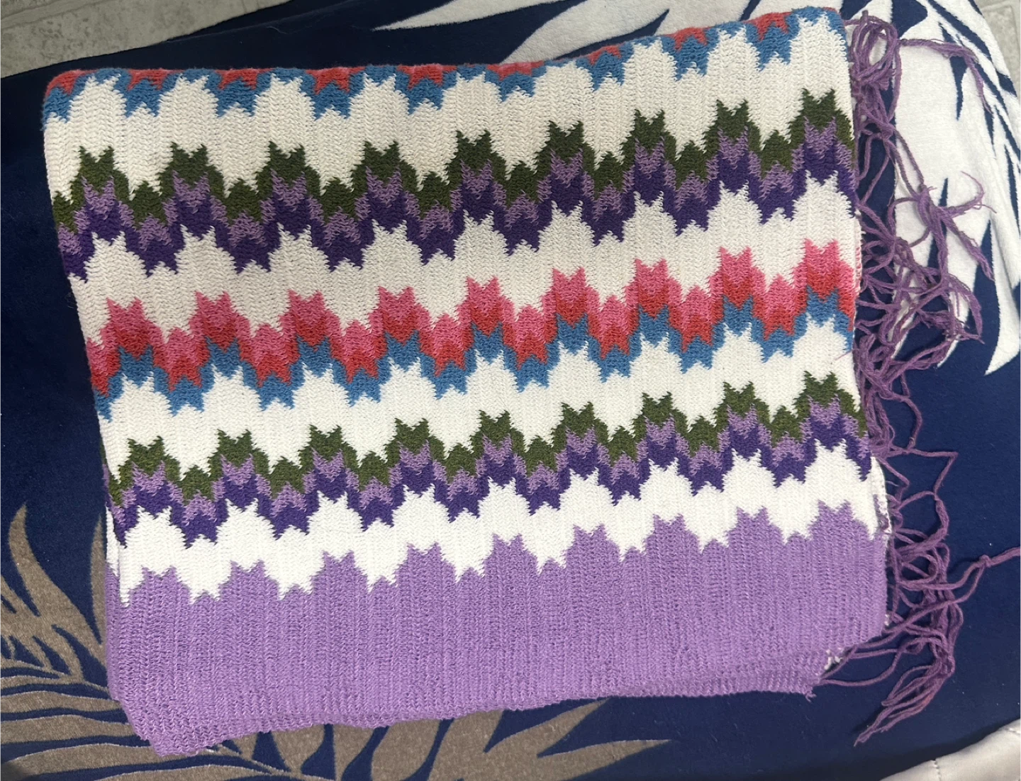 Purple & White Zigzag Pattern Scarf