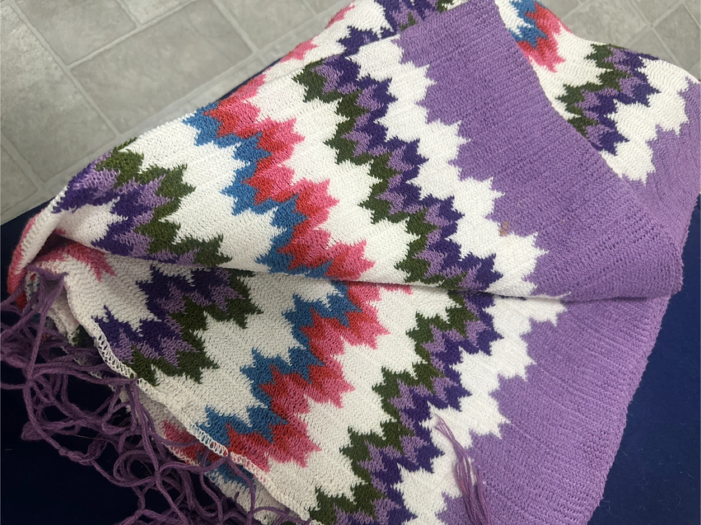 Purple & White Zigzag Pattern Scarf - photo 2