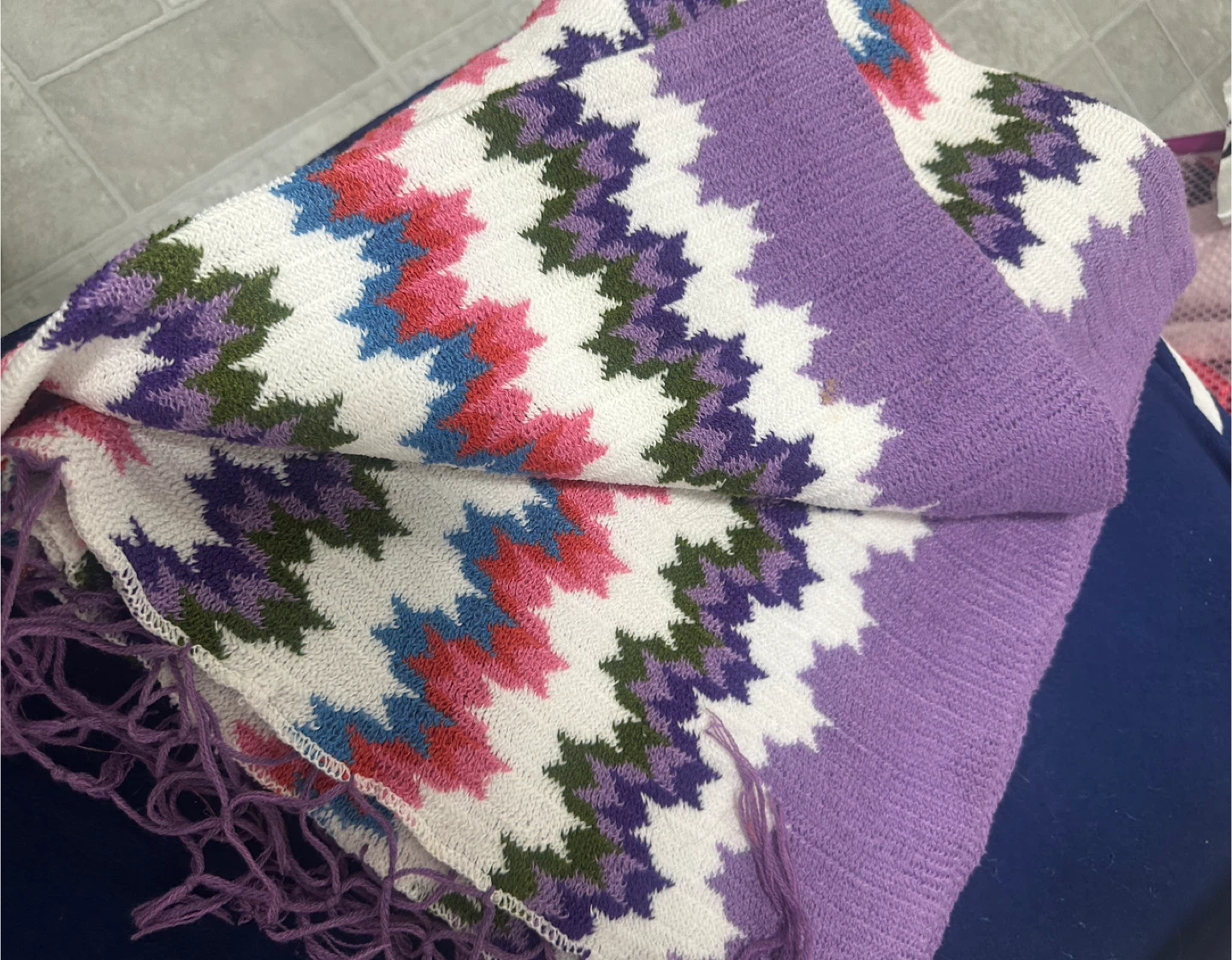 Purple & White Zigzag Pattern Scarf - photo 3