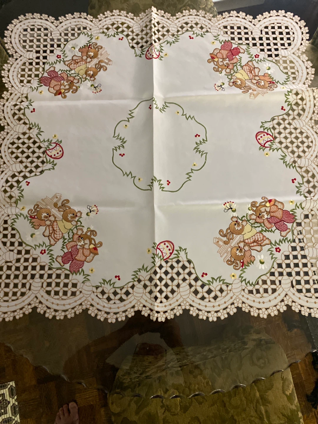 Square tablecloth with design