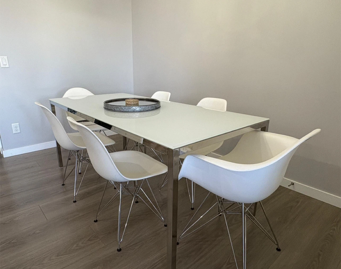 Dining Table with 6 White Chairs