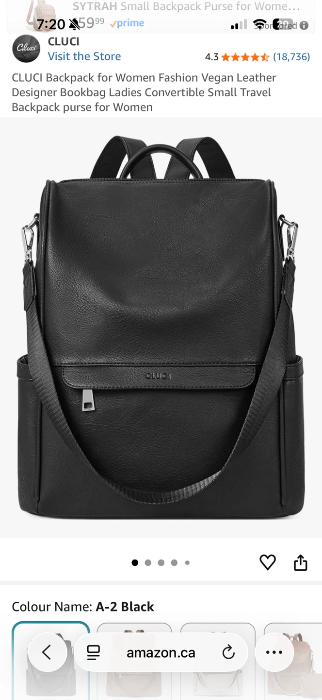 CLUCI Black Vegan Leather Backpack