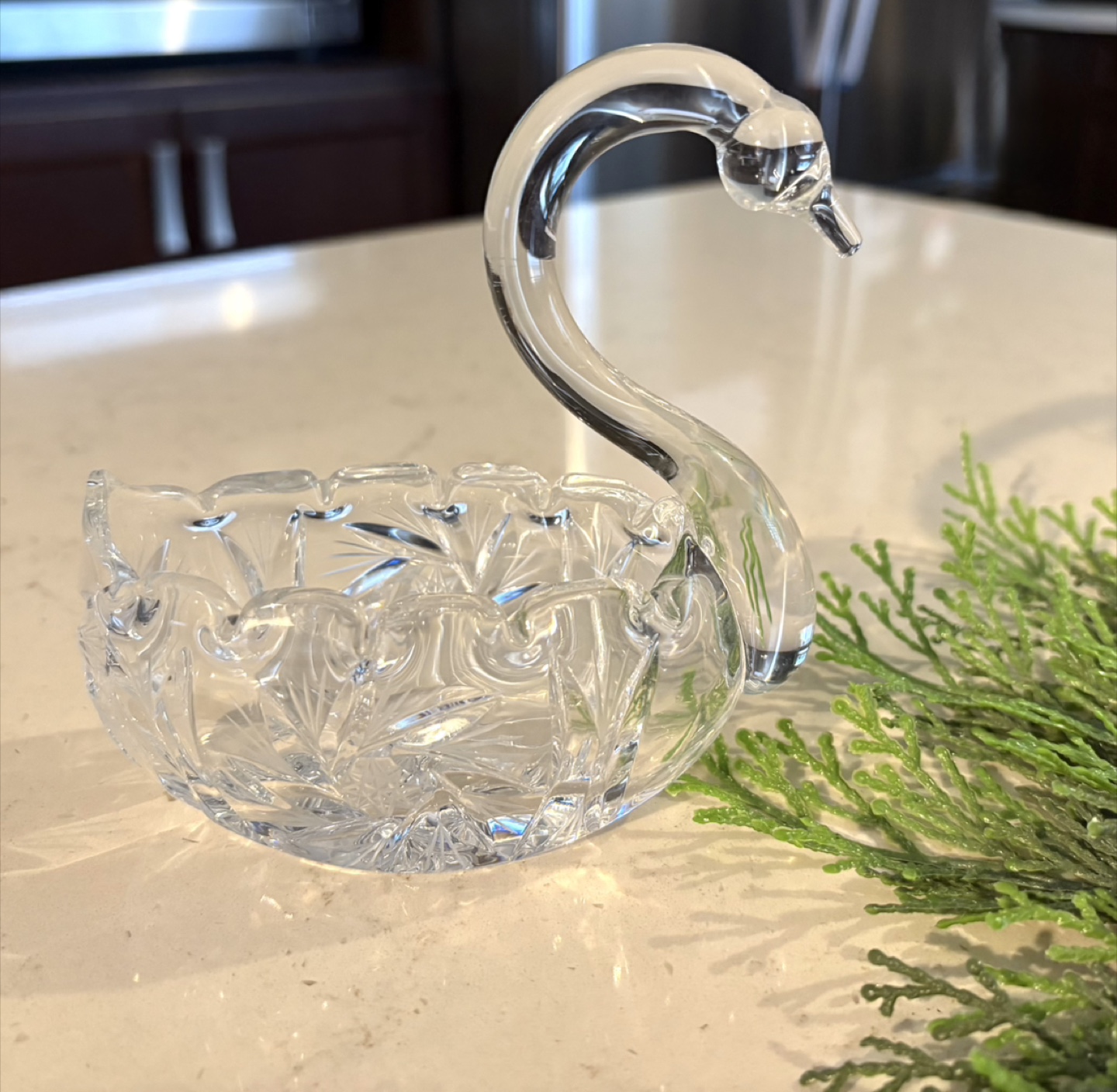 Vintage Crystal Swan Figurine Container - photo 2