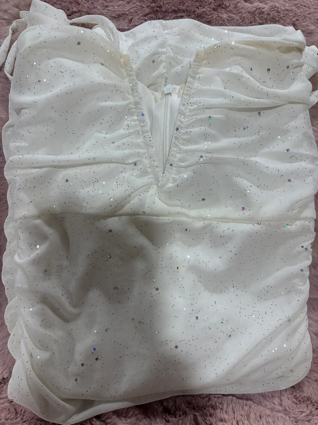 Sparkly White Ruched Bodycon Dress – XS - photo 4