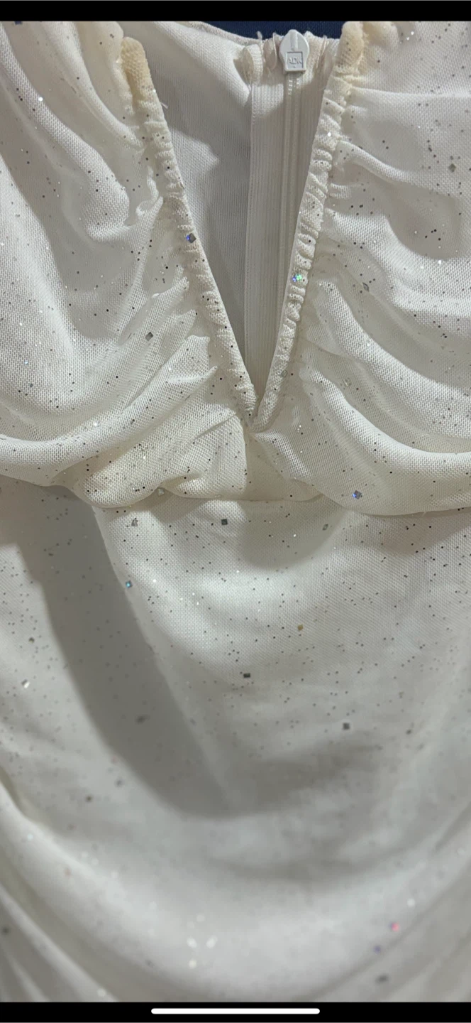 Sparkly White Ruched Bodycon Dress – XS - photo 5