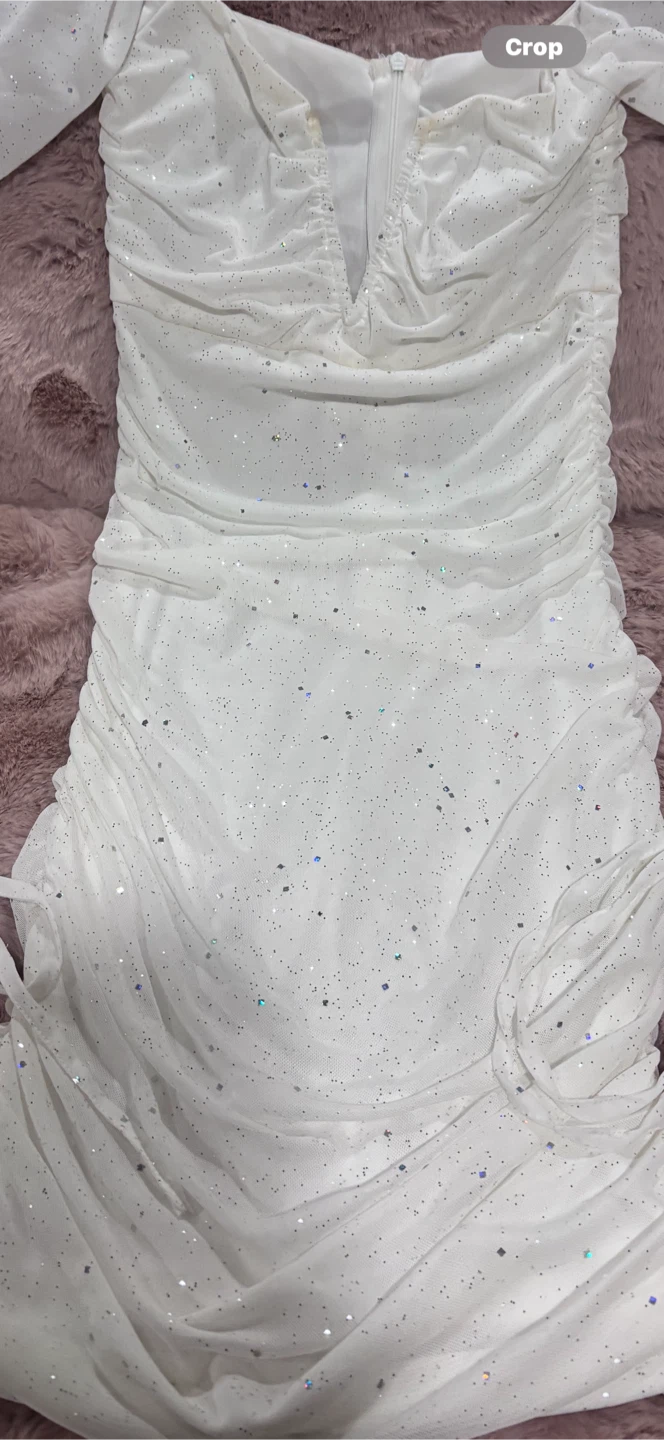 Sparkly White Ruched Bodycon Dress – XS - photo 3