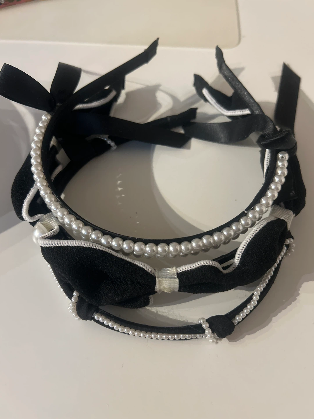 Black Headbands with Pearls & Bows sets