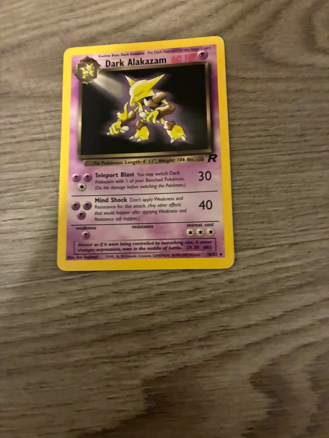 Dark Alakazam Pokemon Card
