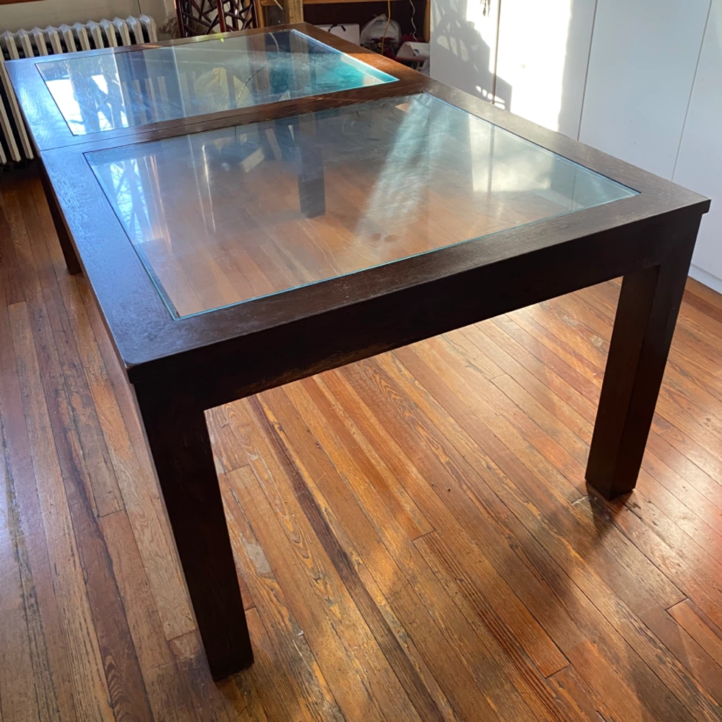 Solid wood and glass dining table