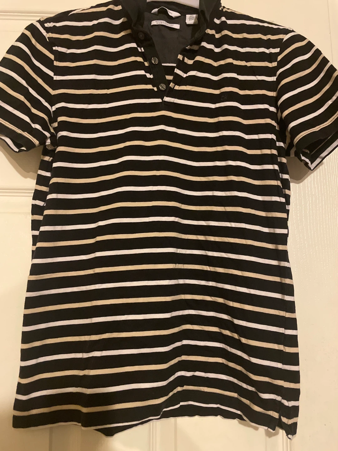 Calvin Klein Liquid Touch Polo - Striped, M