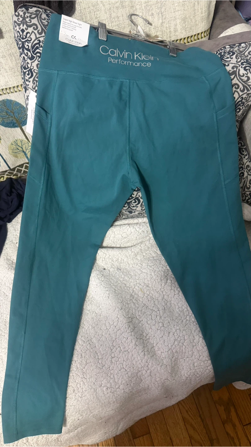 Calvin Klein Performance High Waist Crop Leggings - Teal