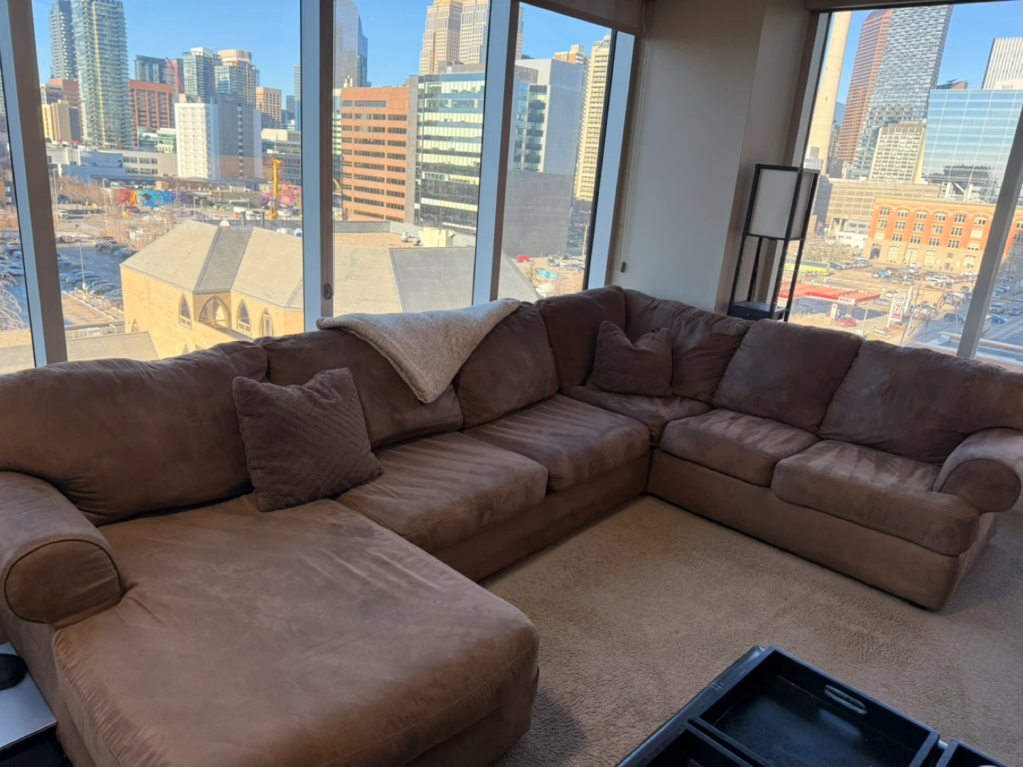 Brown 6 seat sectional sofa ottoman included - photo 5