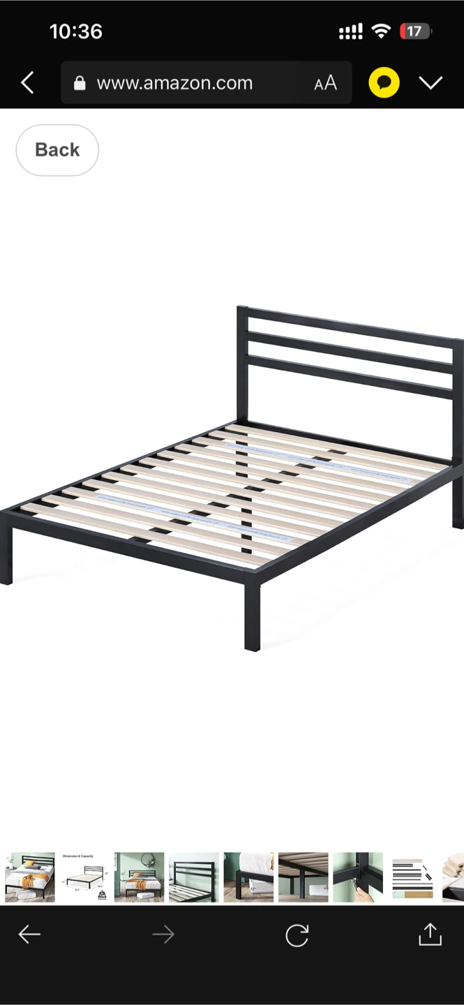 Queen Size Black Metal Bed Frame with Headboard - photo 4