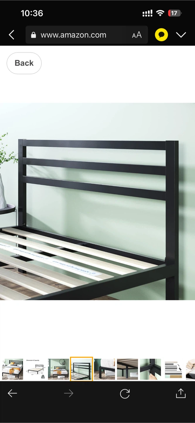 Queen Size Black Metal Bed Frame with Headboard