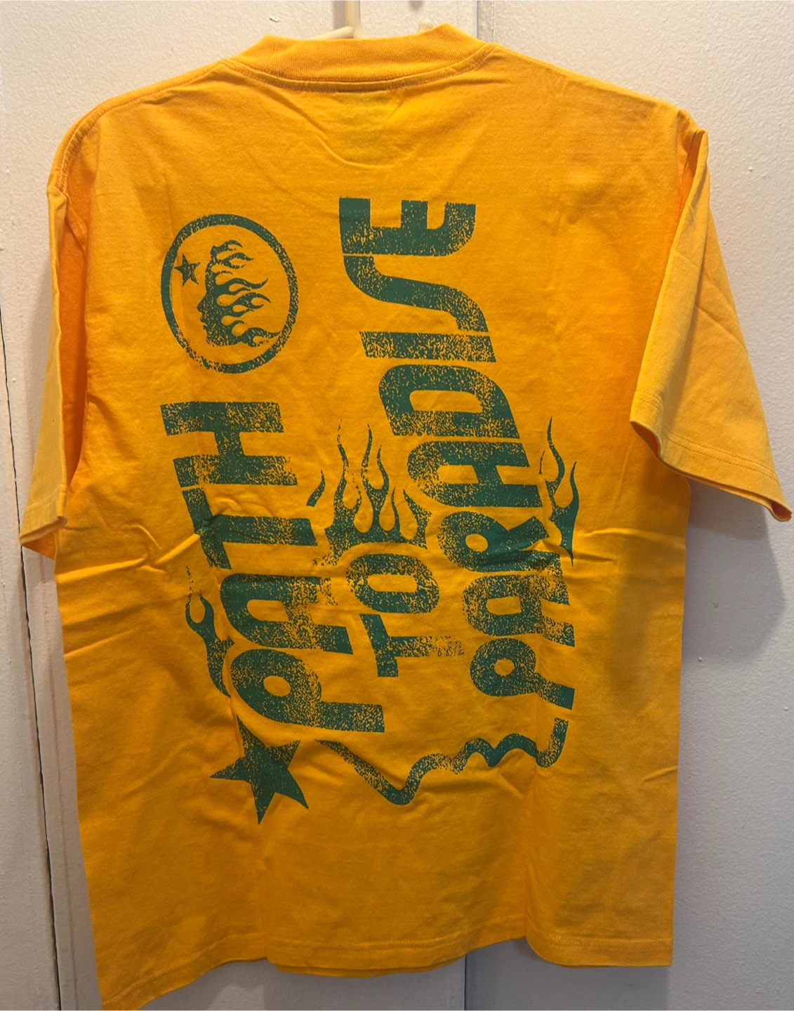 Hellstar Jesus Emblem Green Yellow Tee Shirt  Size Medium - photo 2