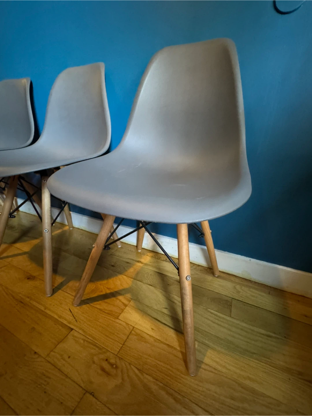 Set of 4 Gray Eames Style Dining Chairs