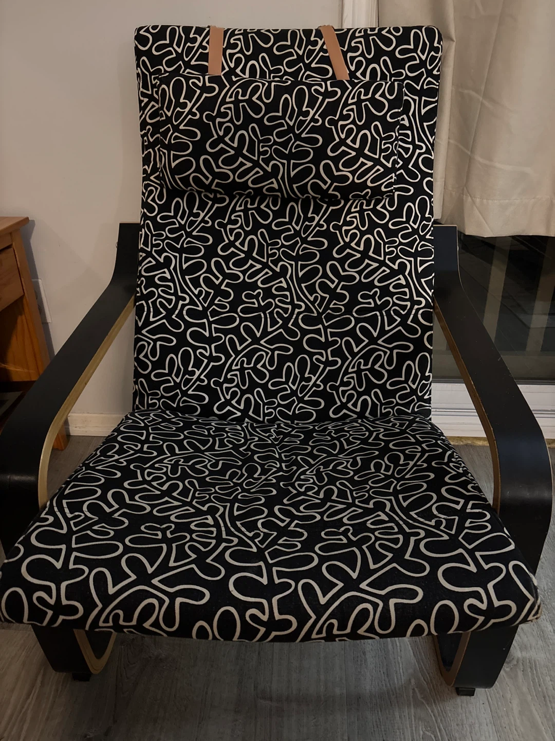 IKEA Poang Chair - Black Frame, Patterned Cushion