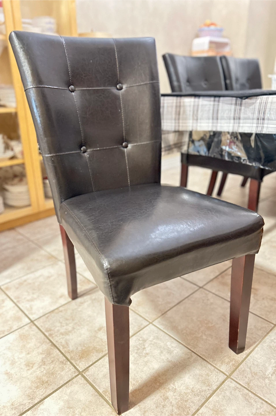 Black Faux Leather Dining Chair - photo 3