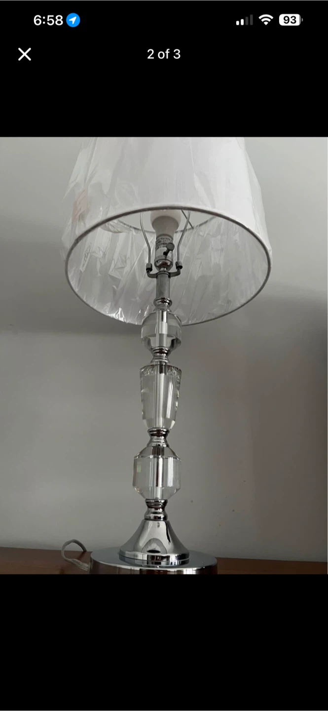 2 New Chrome Crystal Table Lamp with White Shade - photo 2