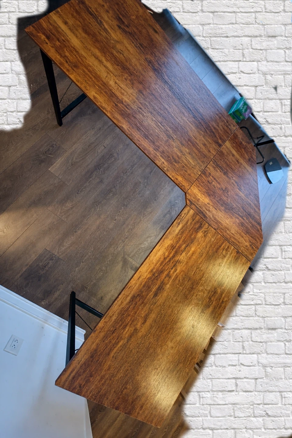 L-Shaped Brown Wooden Desk