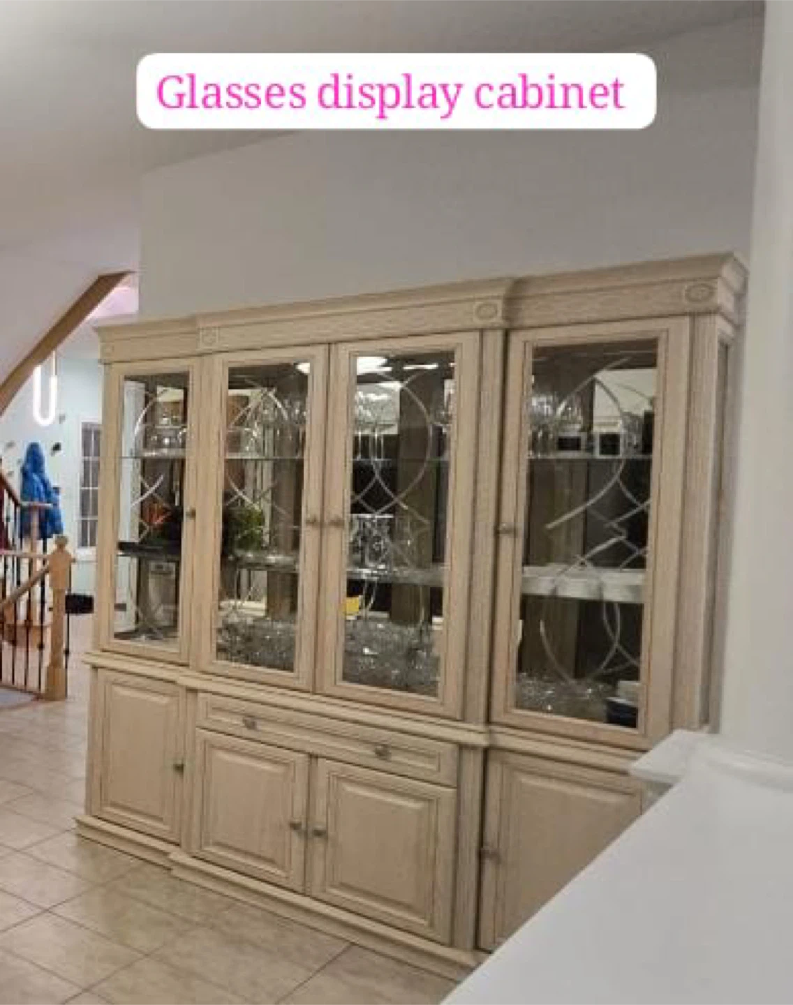 Wooden Buffet and Hutch Ivory Colour