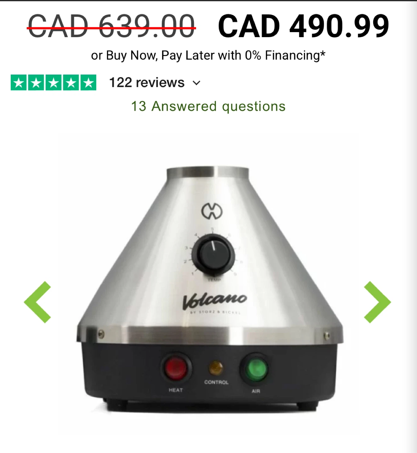 Volcano vaporizer