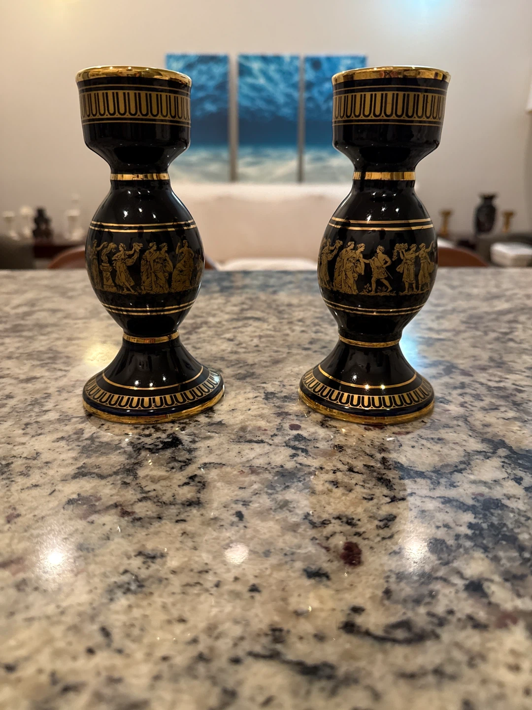 Pair of Handmade Greek Candlestick Holders