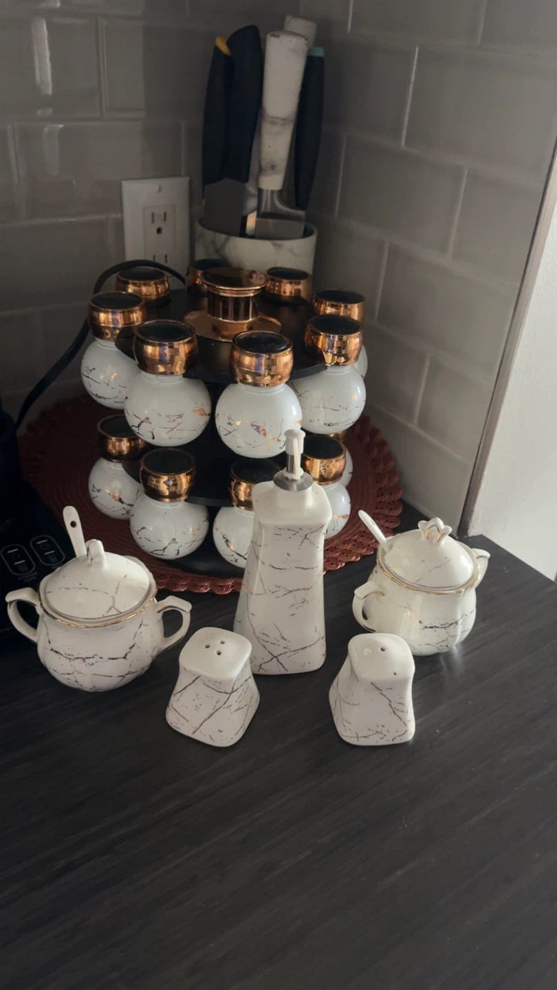 Marble Design Kitchen Canister Set