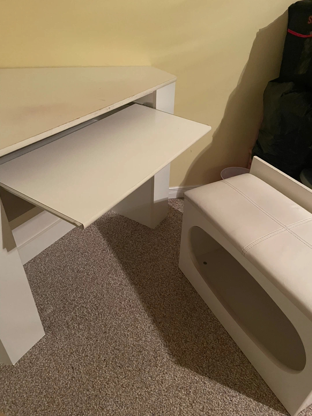 White Corner Desk and Storage Bench - photo 3