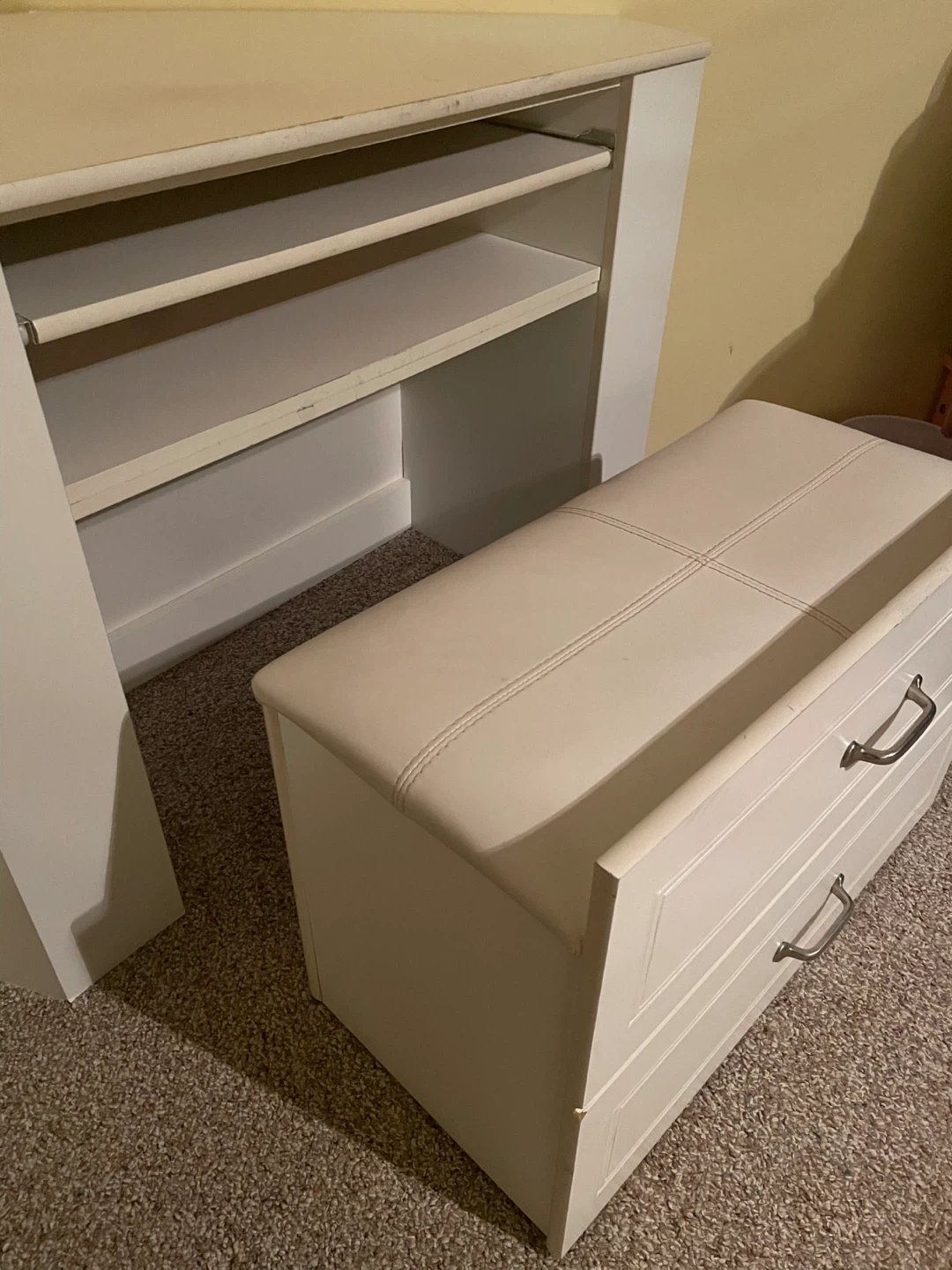 White Corner Desk and Storage Bench - photo 2