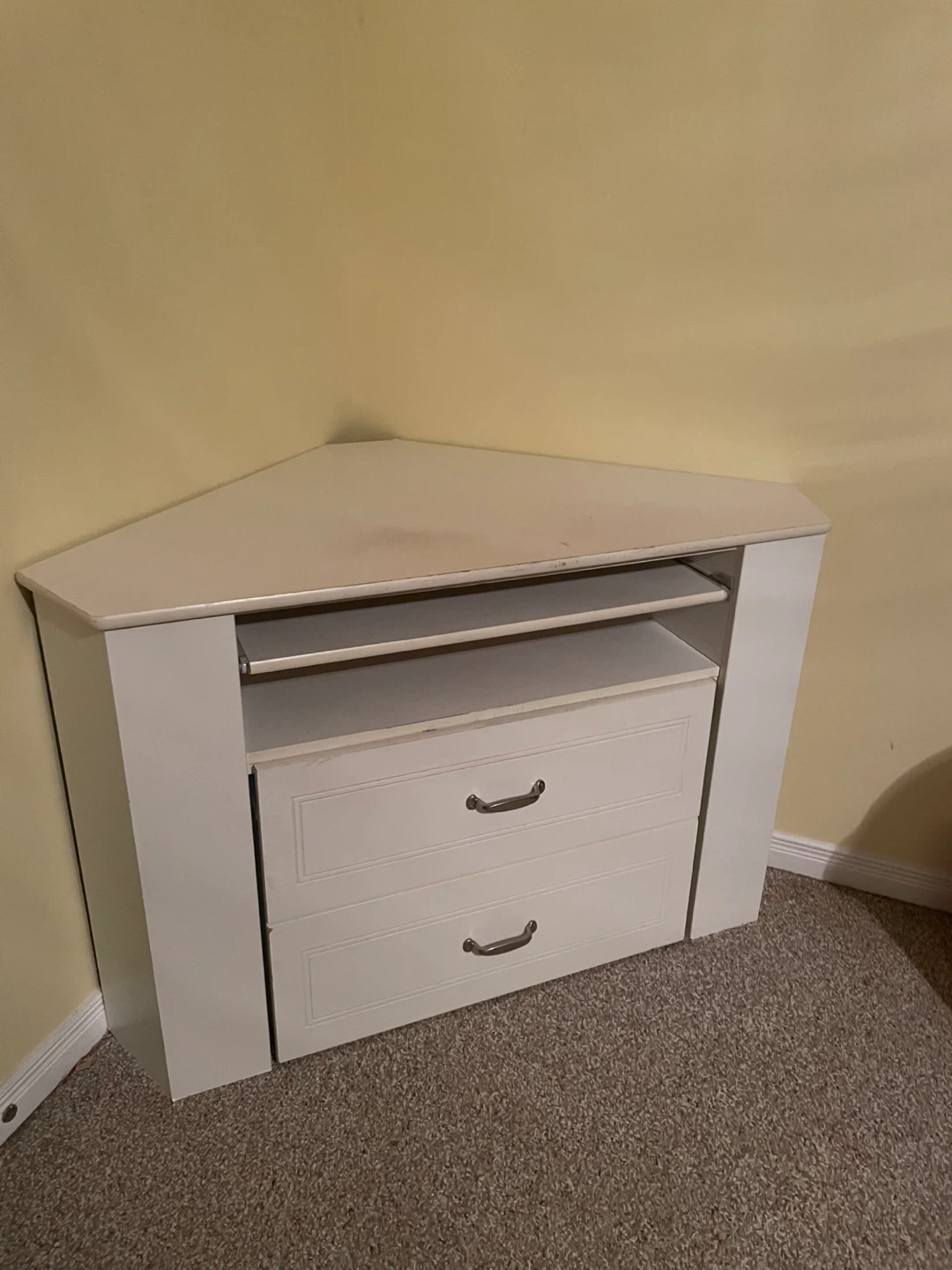 White Corner Desk and Storage Bench