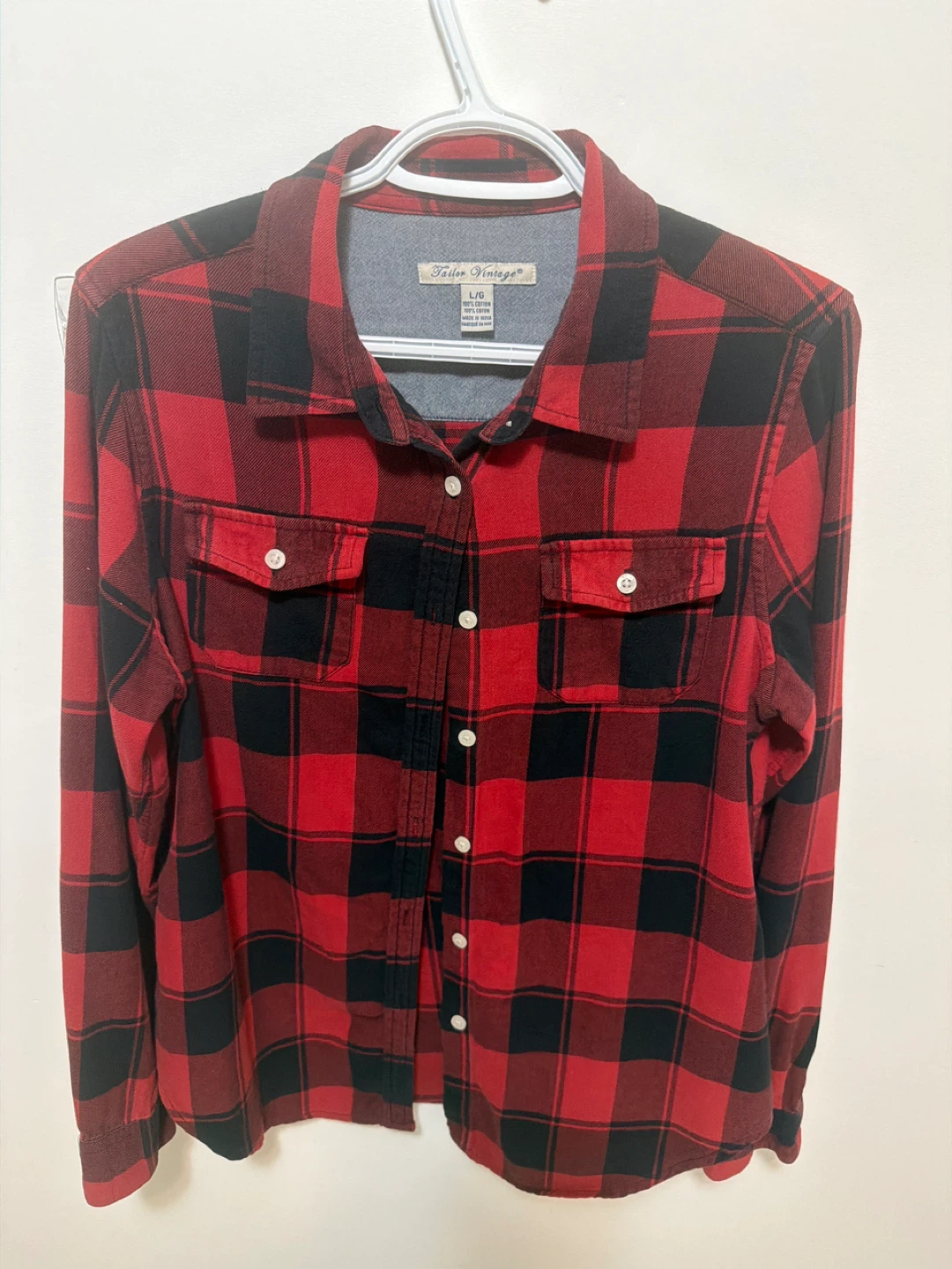 Tailor Vintage Red & Black Flannel - Size L