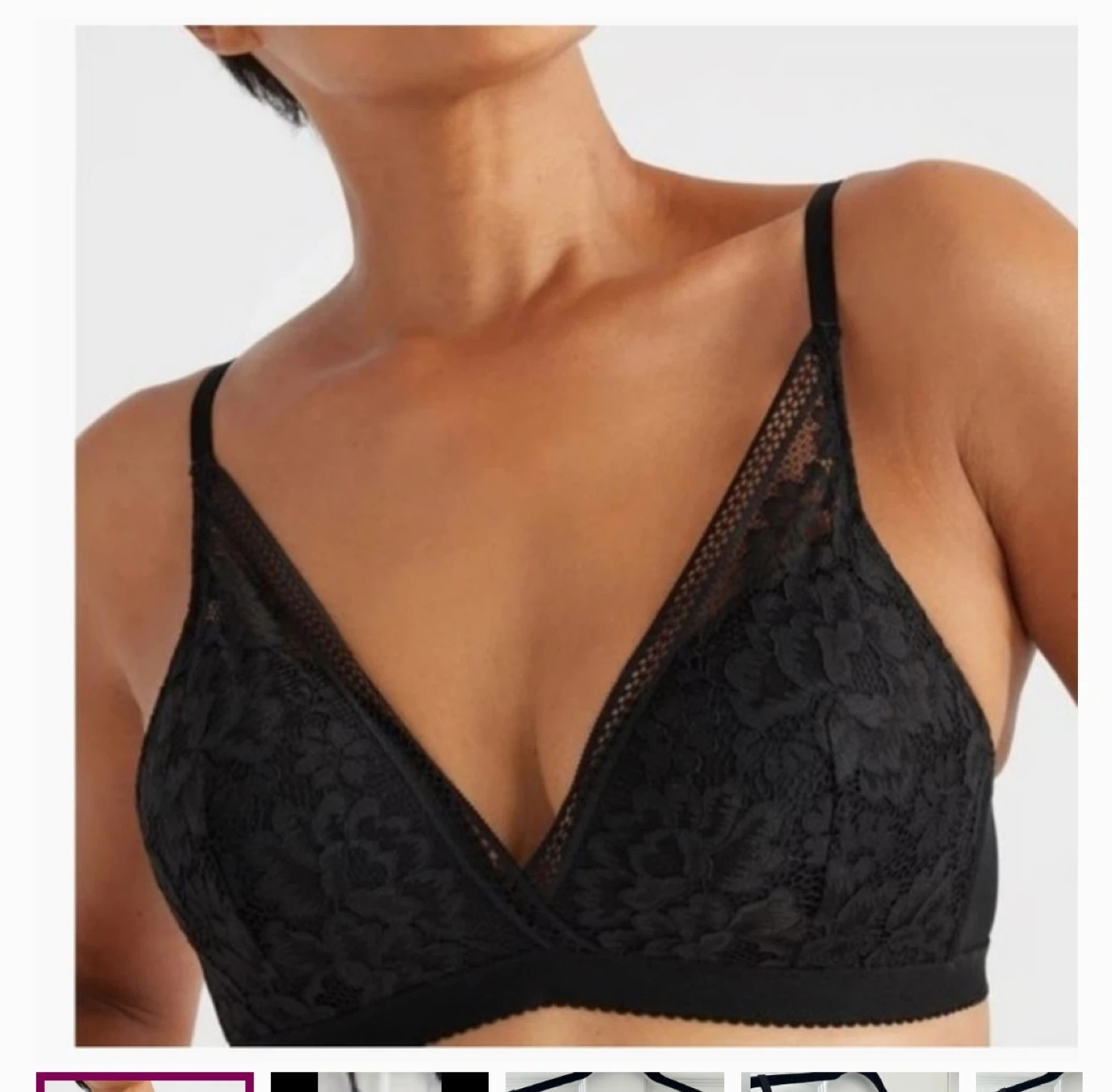 Knix Black Deep V Neck Lace Bralette