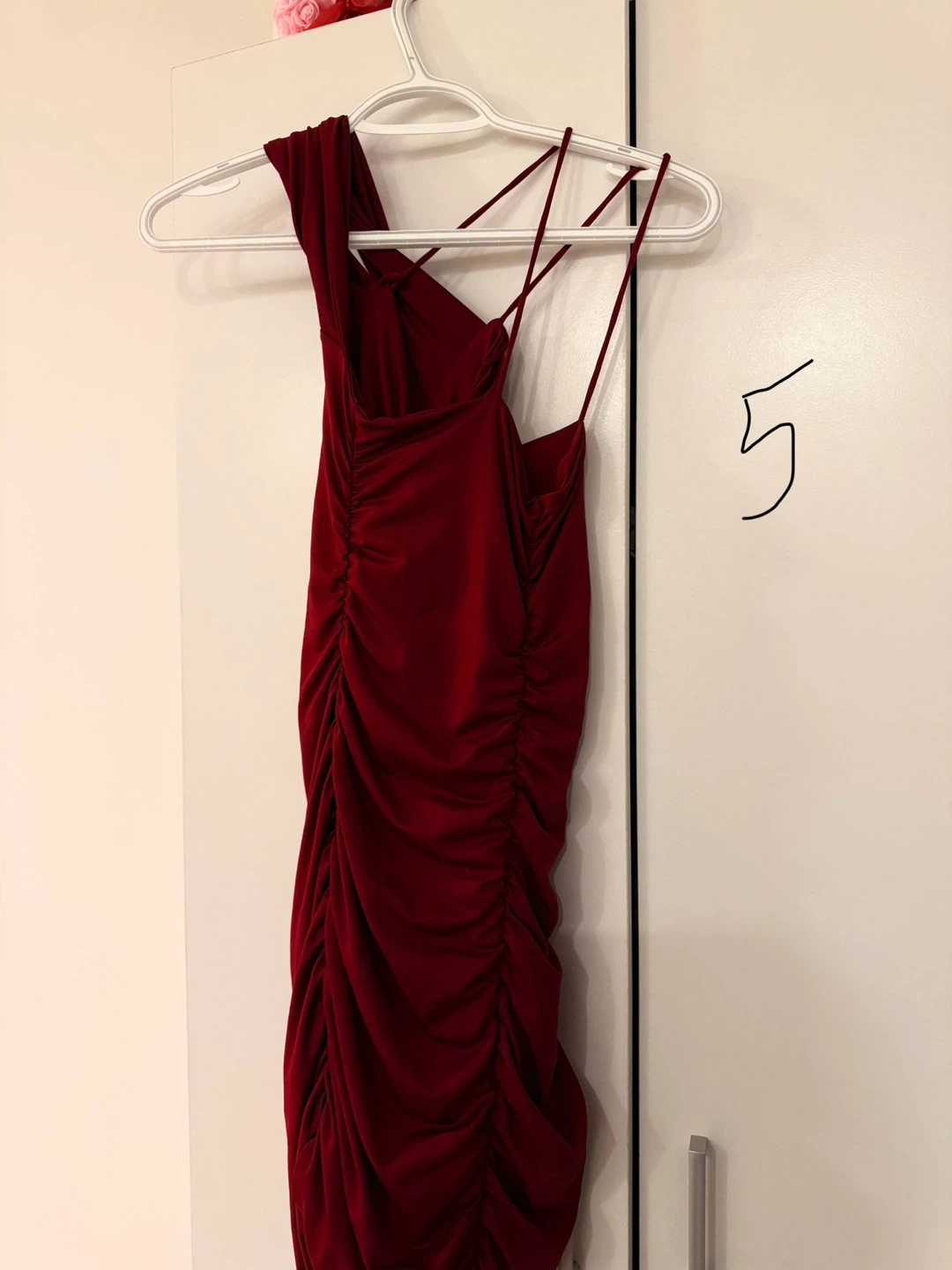 Burgundy Ruched Mini Dress