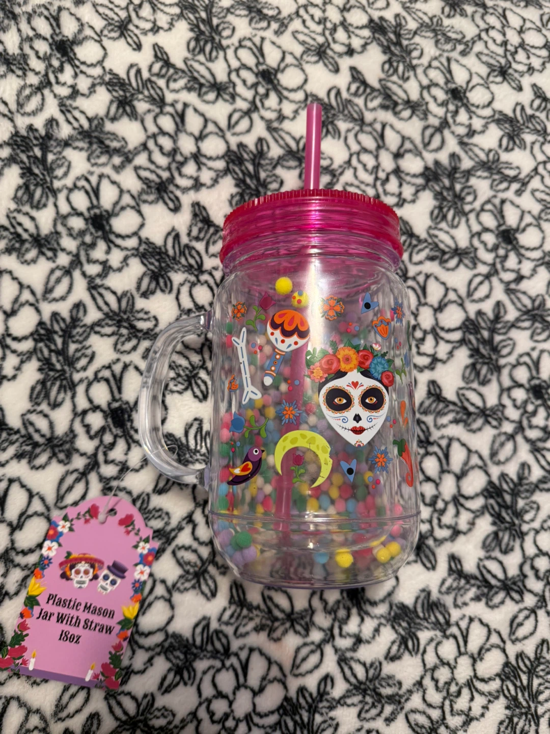 Plastic Mason Jar with Straw 18oz