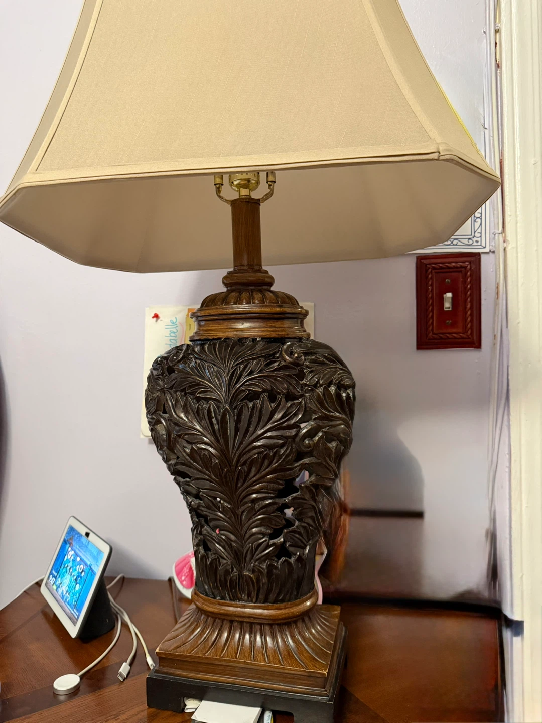 Table Lamp with Carved Base
