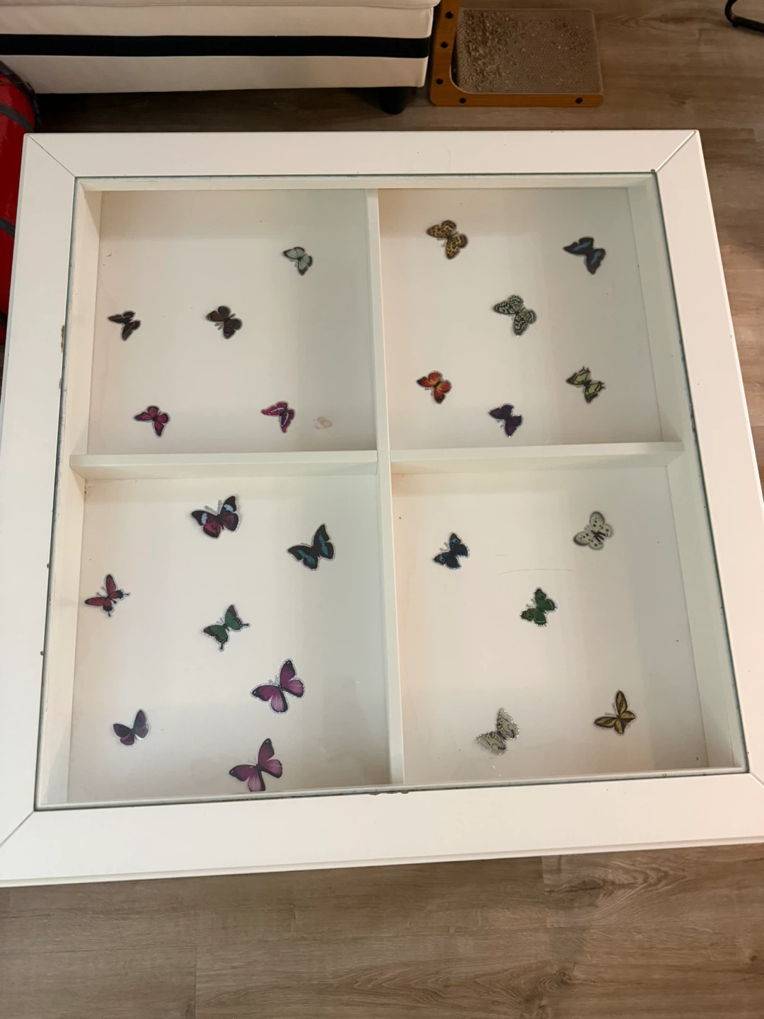 White Coffee Table with Glass Top