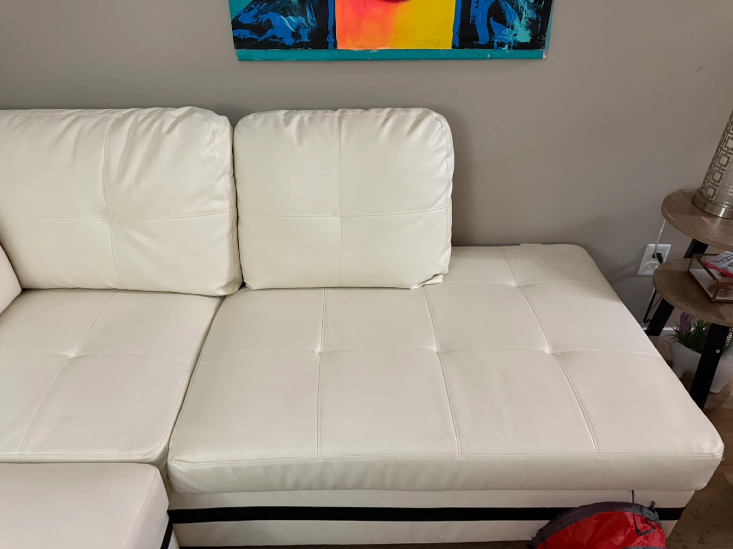 White Leather Sectional Sofa - photo 2