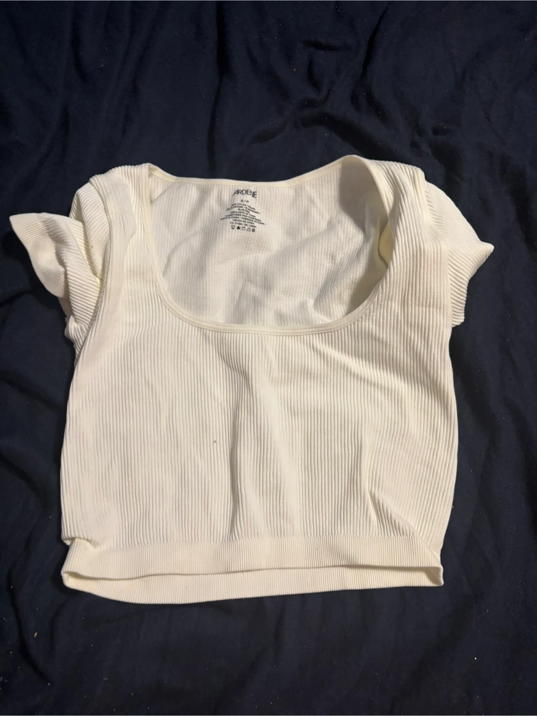 Ardene White Ribbed Top - Size S/P