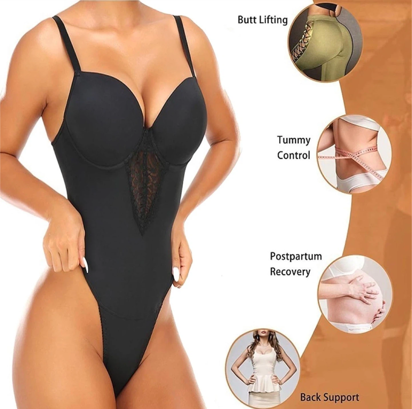NEW! Tummy Control Thong Seamless Sculpting Bodysuit Shapewear - photo 2