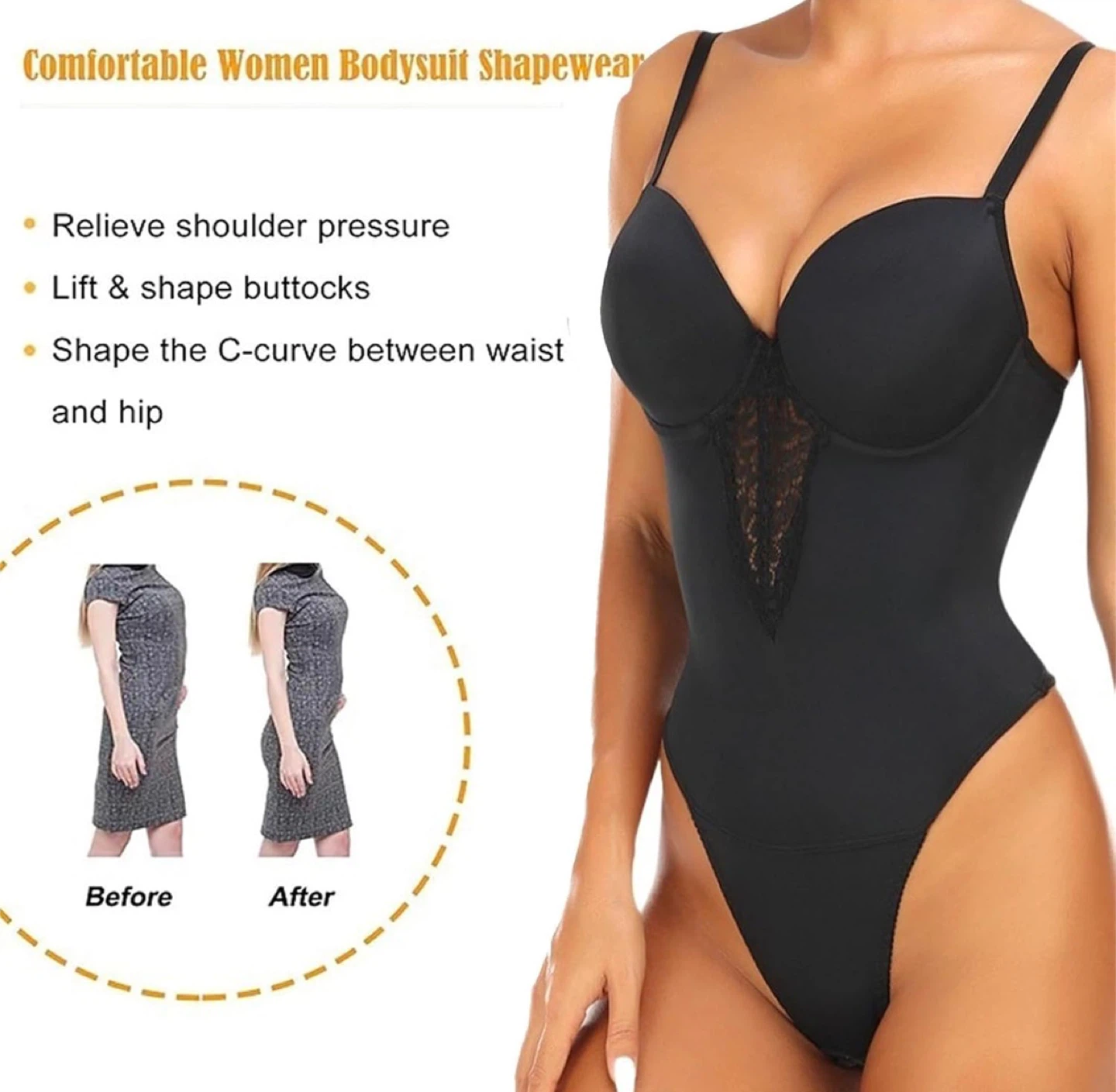 NEW! Tummy Control Thong Seamless Sculpting Bodysuit Shapewear - photo 3