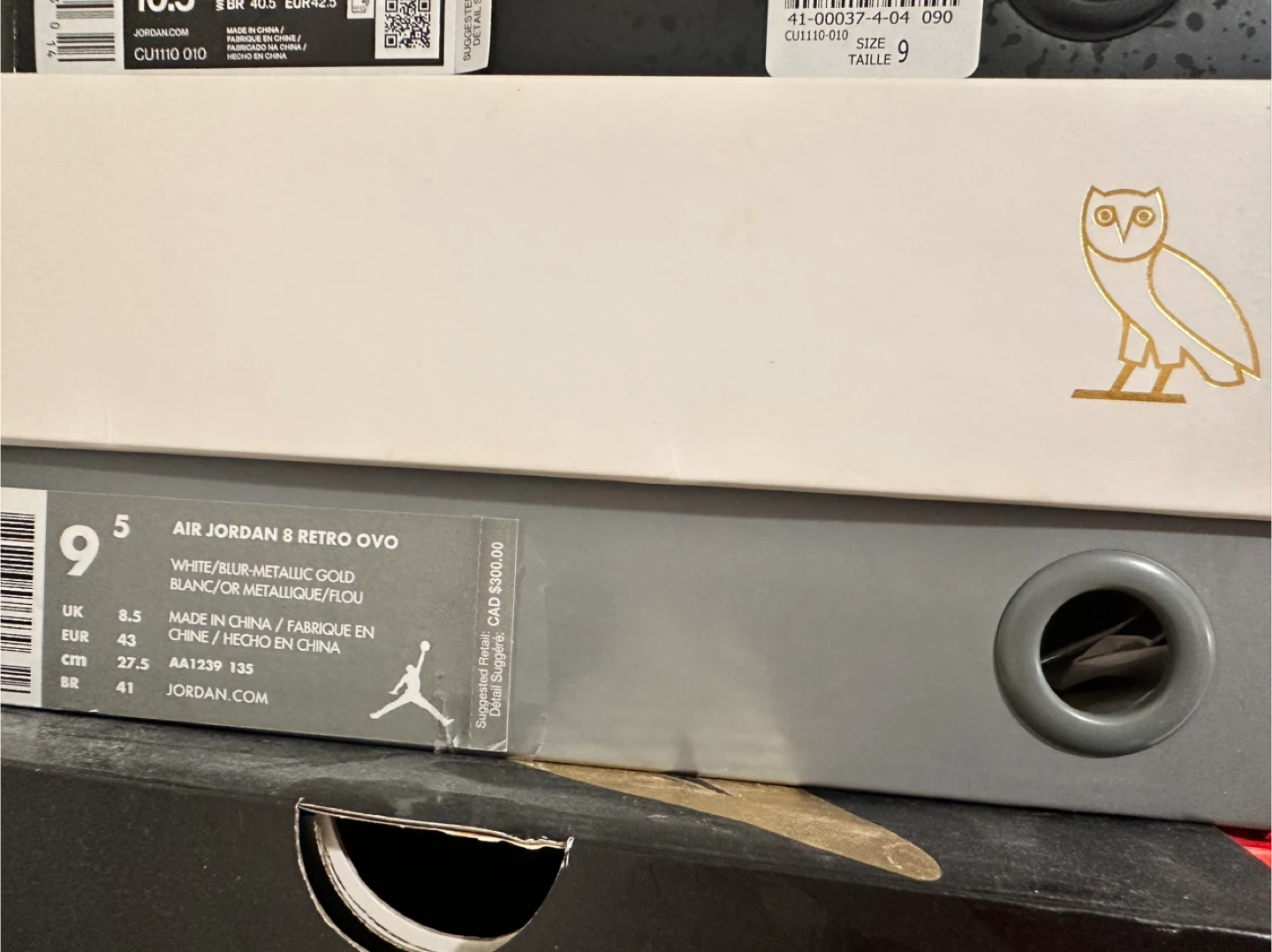Air Jordan 8 Retro OVO White/Gold Size 9.5