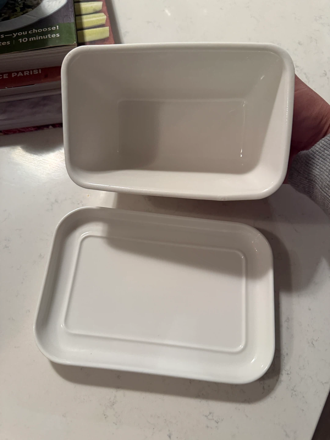 White Ceramic Butter Dish with Lid - photo 2