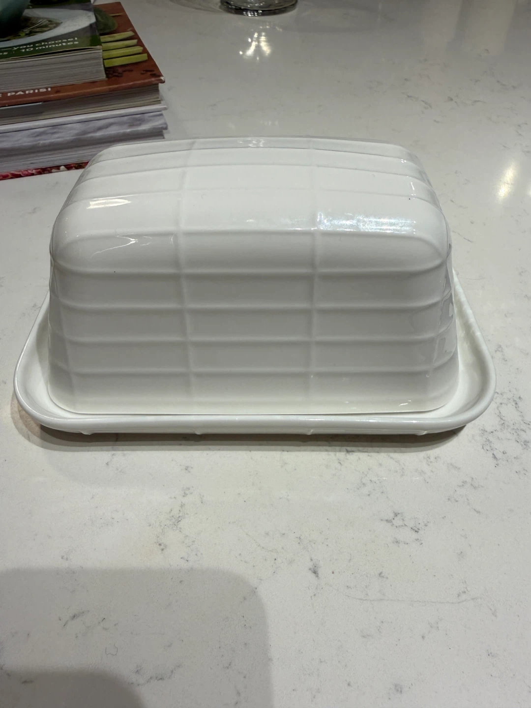 White Ceramic Butter Dish with Lid